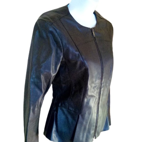 ZARA  Black Peplum Faux Leather Jacket Size XS - Picture 3 of 6